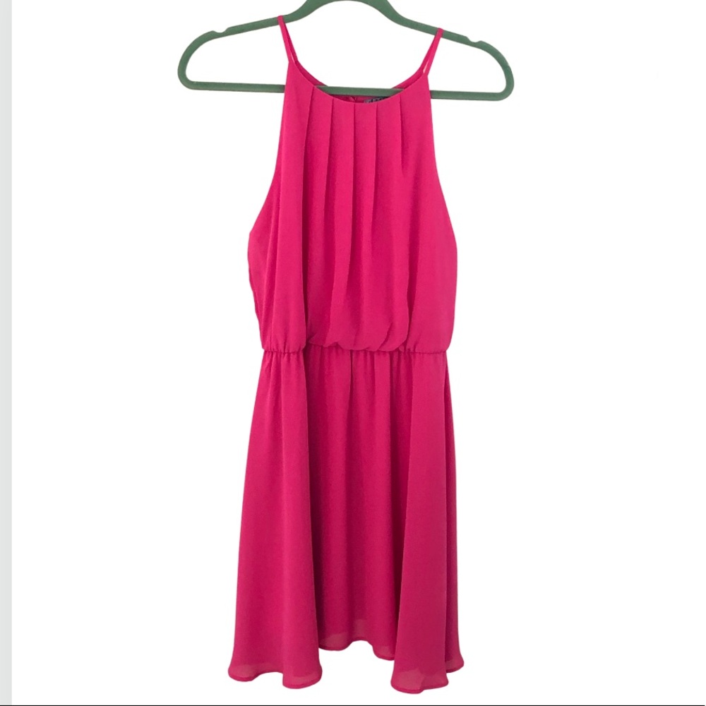 Francescas Hot Pink Flowy Empire waist Dress L